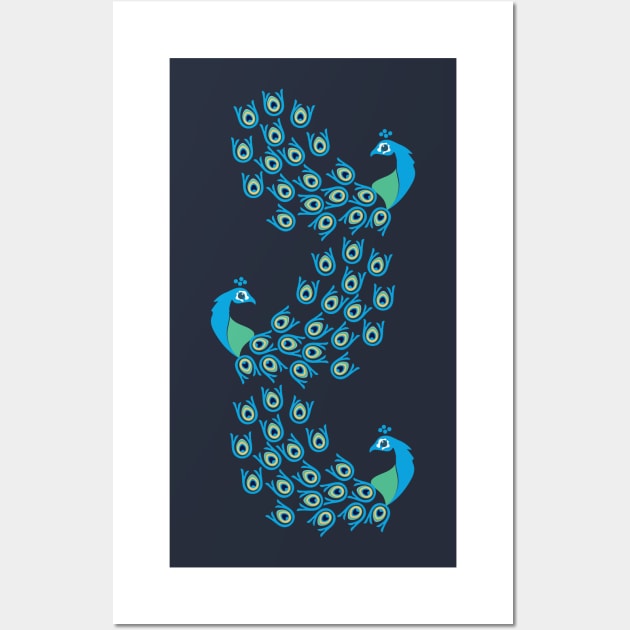 Peacocks Exotic Indian Birds Pattern Wall Art by oknoki